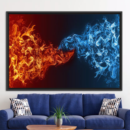 Red Vs Blue Abstract Ice Canvas Print