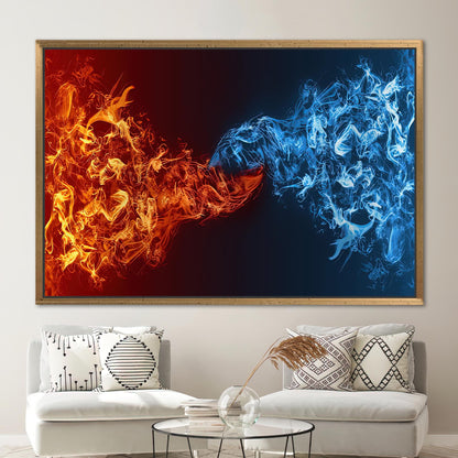Red Vs Blue Abstract Ice Canvas Print