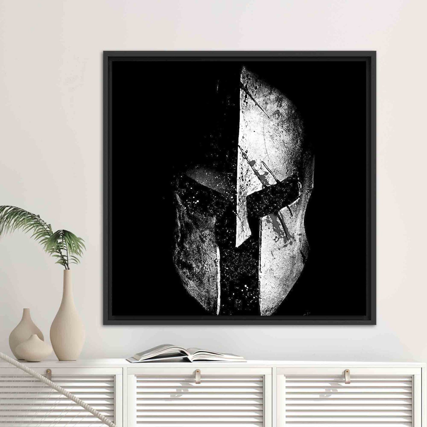 Spartan Helmet Molon Labe Canvas Print
