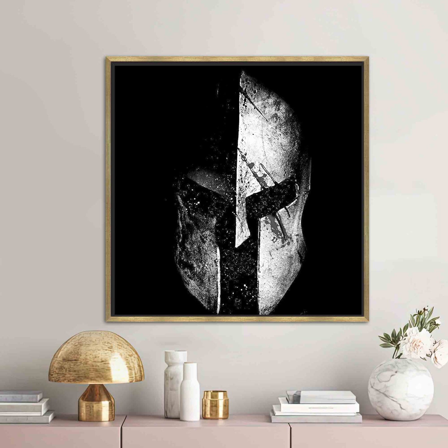 Spartan Helmet Molon Labe Canvas Print