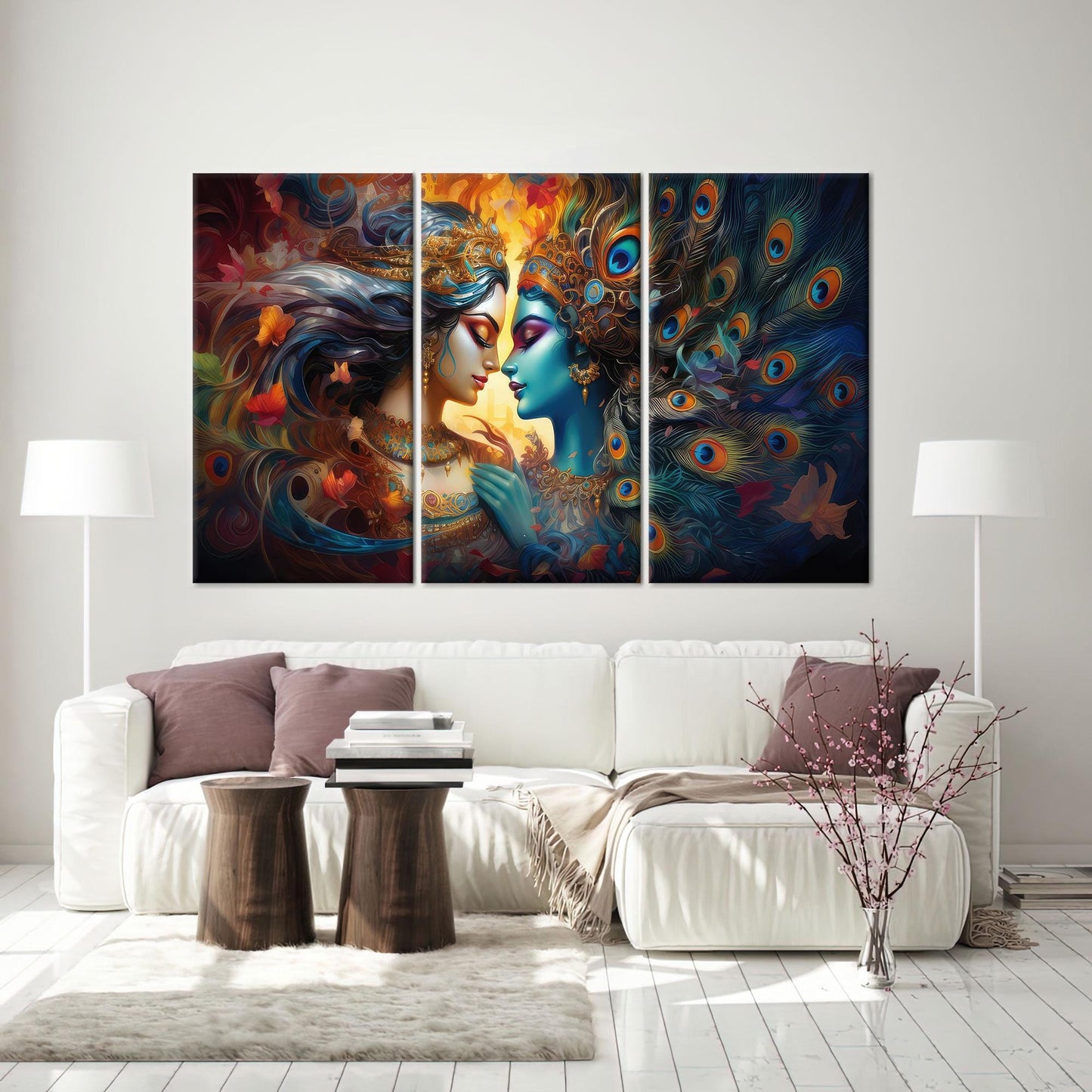 3D Krishna Radha Hindu Minimalist Canvas Print