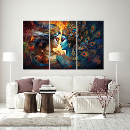 3D Krishna Radha Hindu Minimalist Canvas Print