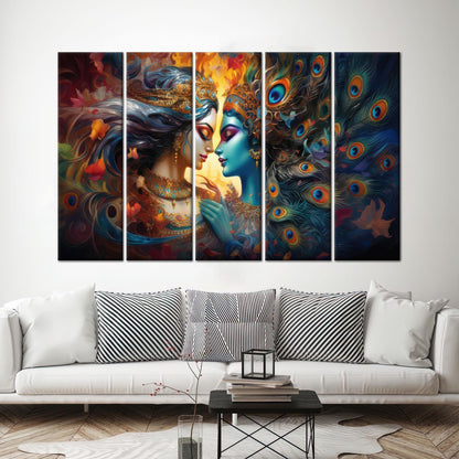 3D Krishna Radha Hindu Minimalist Canvas Print