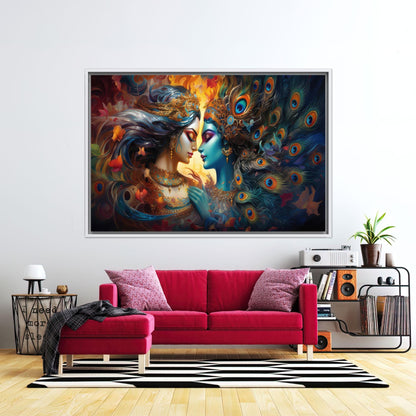 3D Krishna Radha Hindu Minimalist Canvas Print