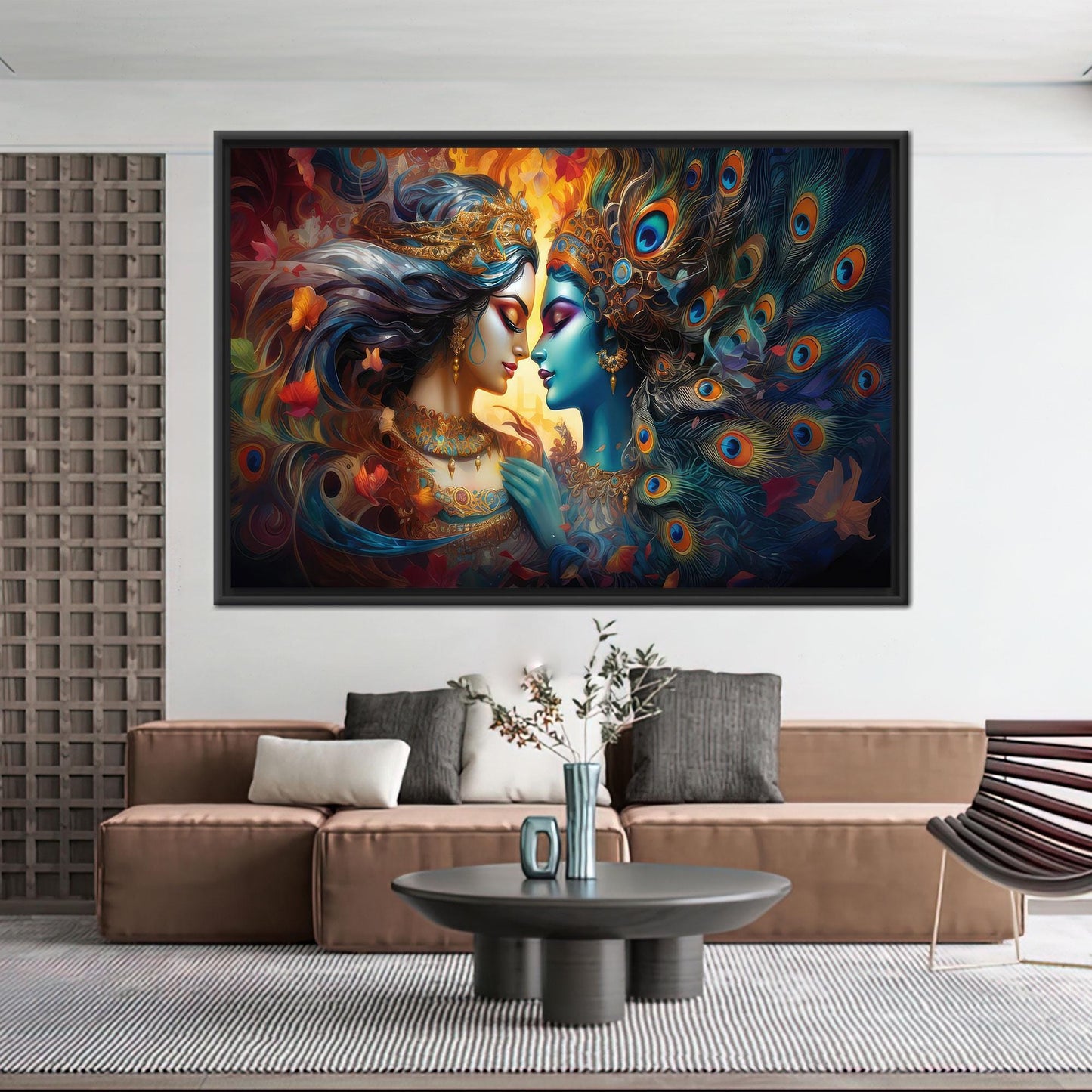 3D Krishna Radha Hindu Minimalist Canvas Print