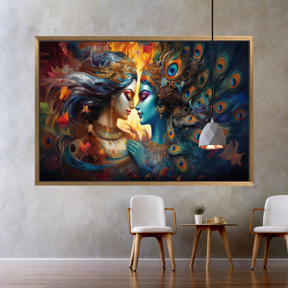 3D Krishna Radha Hindu Minimalist Canvas Print