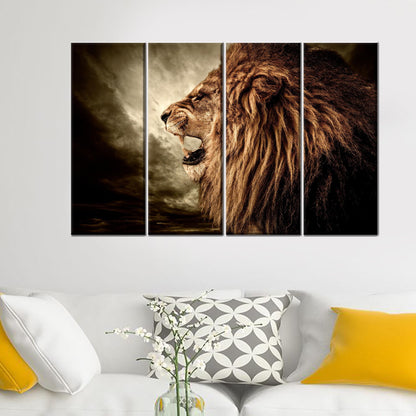 Roaring Lion Art Canvas Print - Loft Canvas Decor for Man Cave, Animal Wall Hangings, Personalized