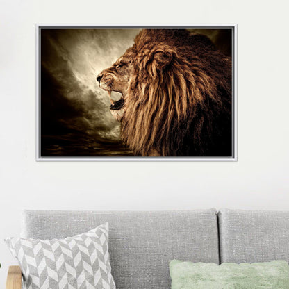 Roaring Lion Art Canvas Print - Loft Canvas Decor for Man Cave, Animal Wall Hangings, Personalized