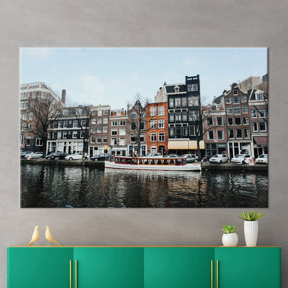 3D Amsterdam Canal Netherlands Winter Canvas Print