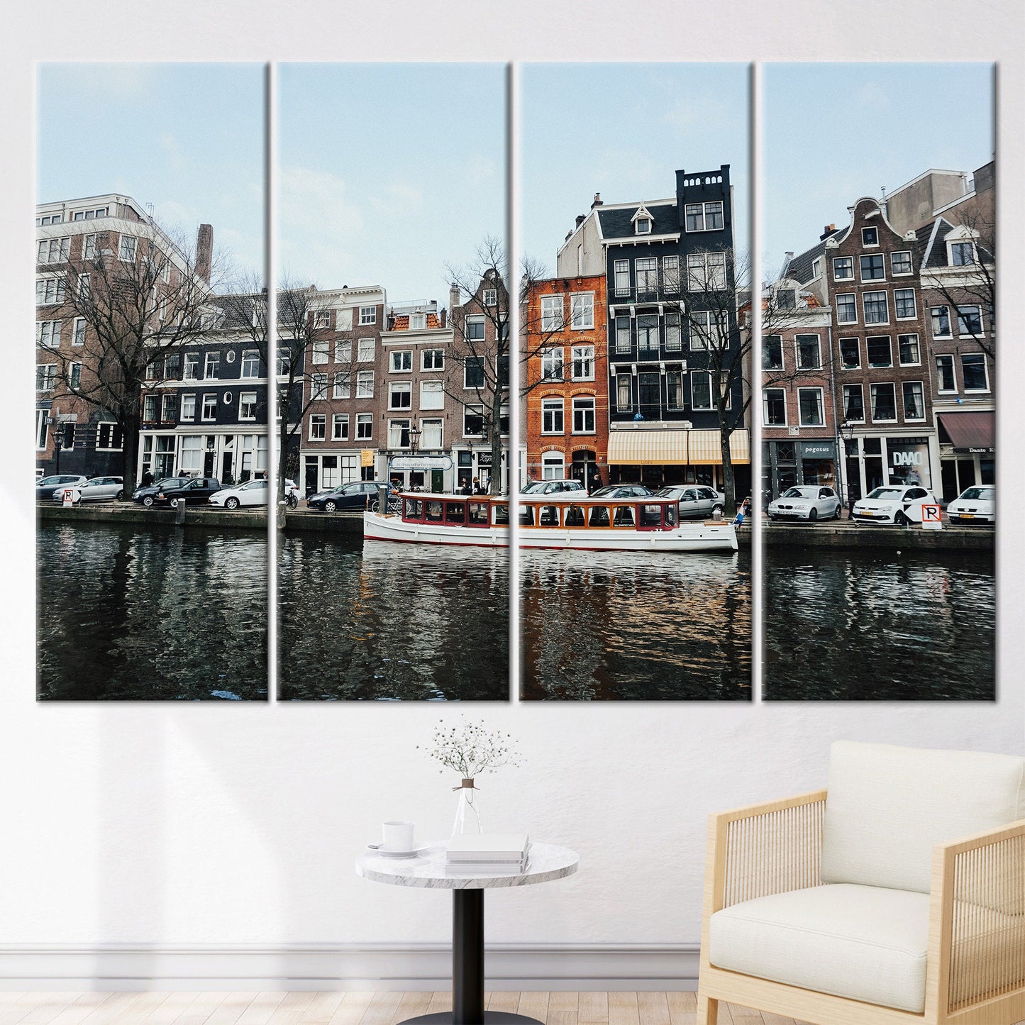 3D Amsterdam Canal Netherlands Winter Canvas Print
