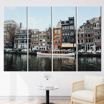 3D Amsterdam Canal Netherlands Winter Canvas Print