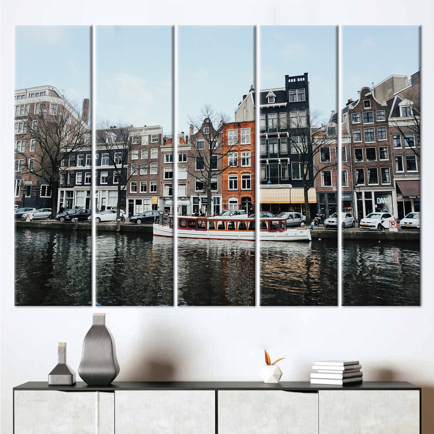 3D Amsterdam Canal Netherlands Winter Canvas Print