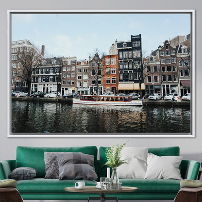 3D Amsterdam Canal Netherlands Winter Canvas Print