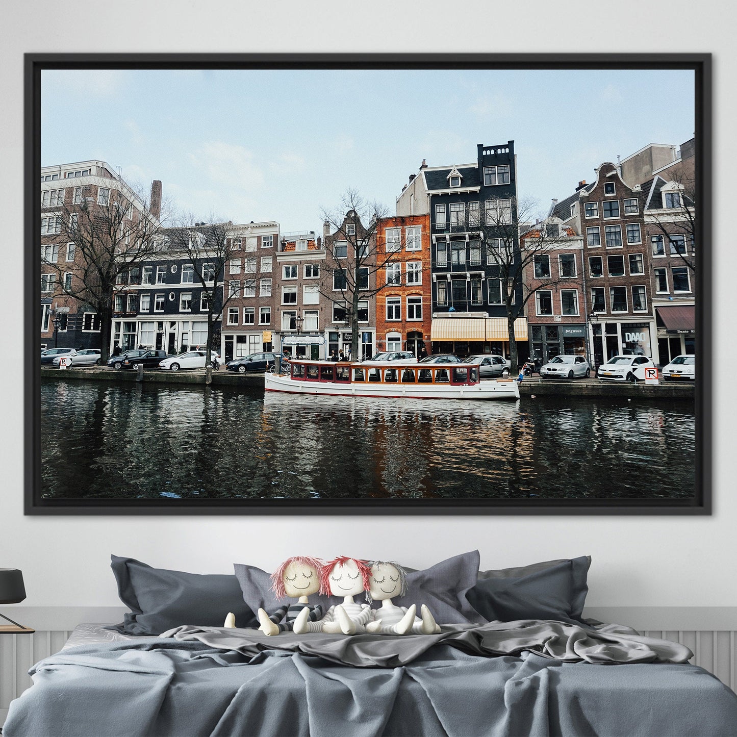 3D Amsterdam Canal Netherlands Winter Canvas Print