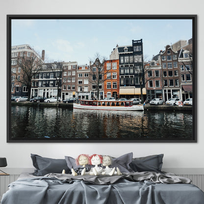 3D Amsterdam Canal Netherlands Winter Canvas Print