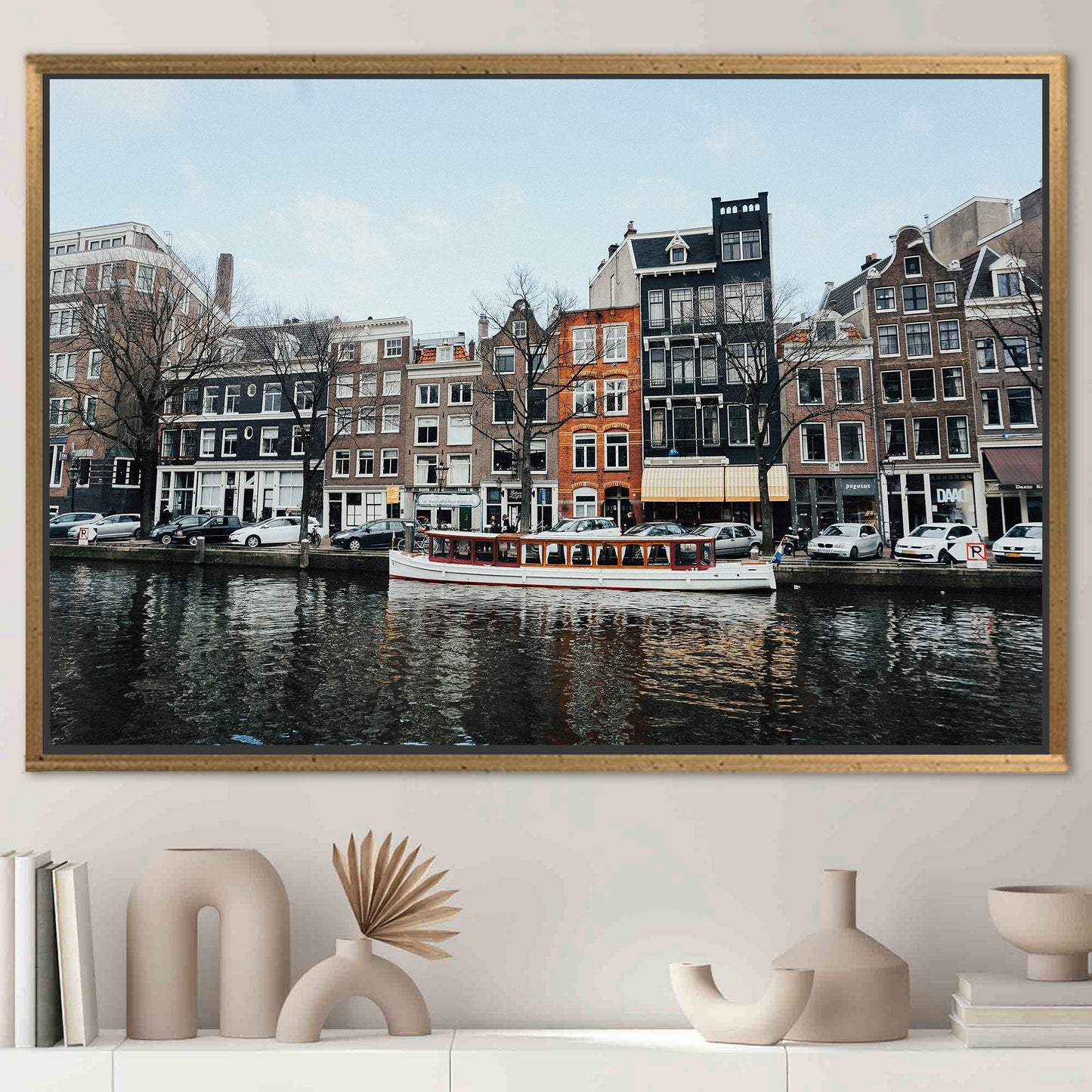 3D Amsterdam Canal Netherlands Winter Canvas Print