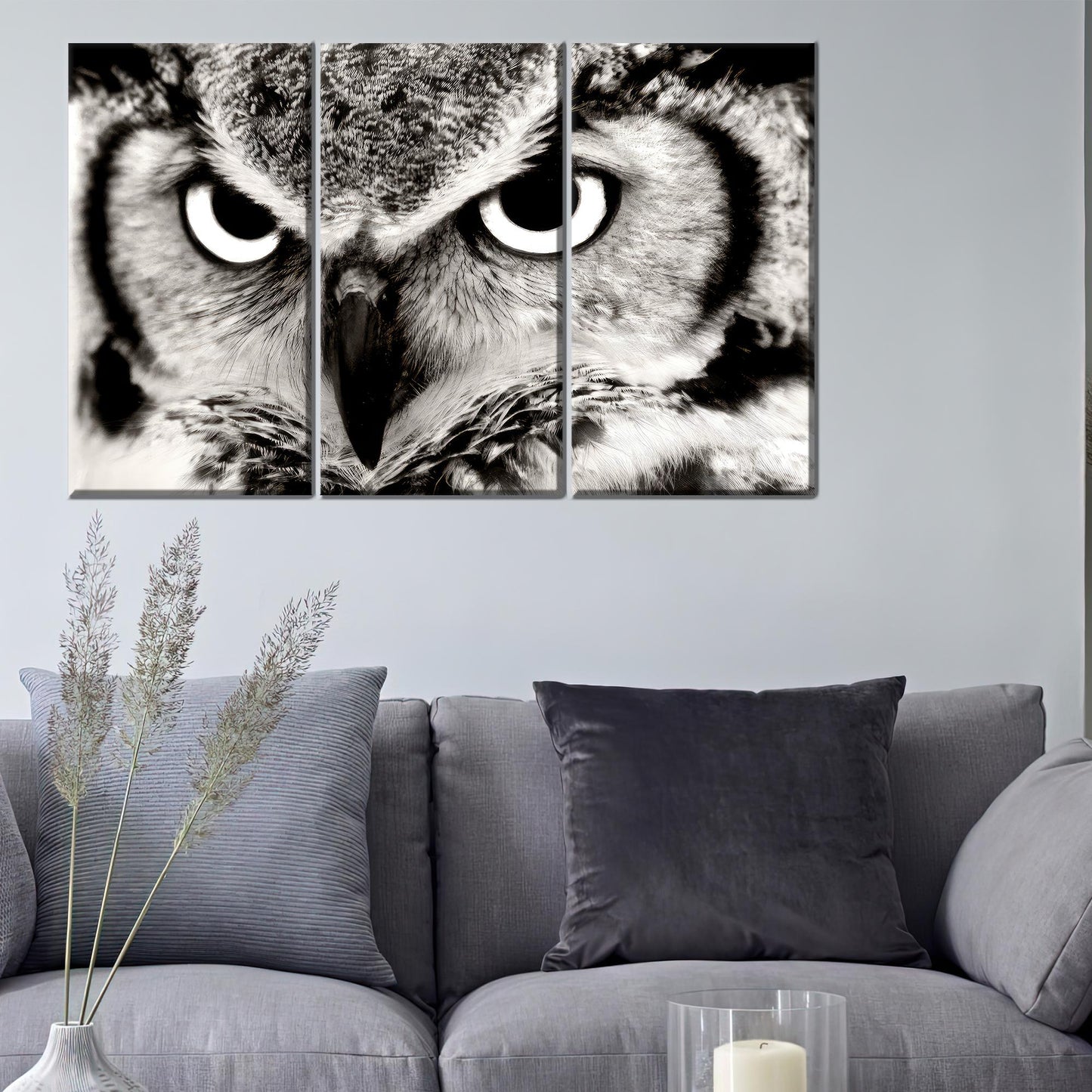Black and White 3D Owl Lover Wall Art Canvas Print, Personalized Animal Gift for Mom or Dad