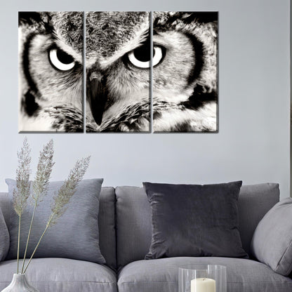 Black and White 3D Owl Lover Wall Art Canvas Print, Personalized Animal Gift for Mom or Dad