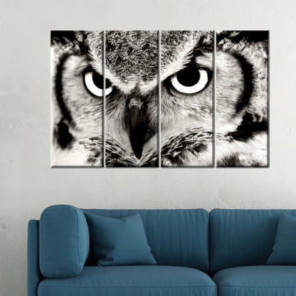 Black and White 3D Owl Lover Wall Art Canvas Print, Personalized Animal Gift for Mom or Dad