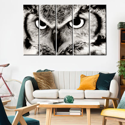 Black and White 3D Owl Lover Wall Art Canvas Print, Personalized Animal Gift for Mom or Dad