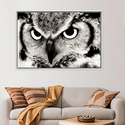 Black and White 3D Owl Lover Wall Art Canvas Print, Personalized Animal Gift for Mom or Dad