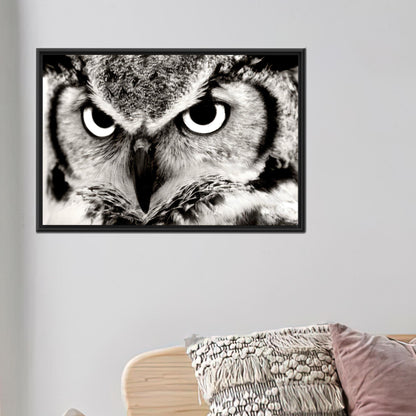 Black and White 3D Owl Lover Wall Art Canvas Print, Personalized Animal Gift for Mom or Dad