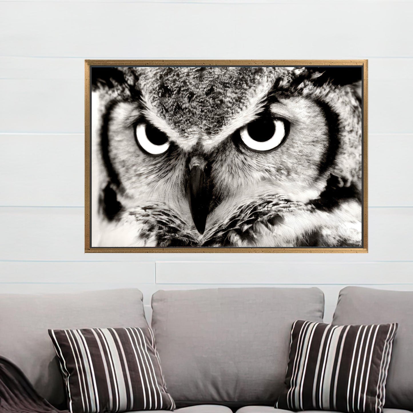 Black and White 3D Owl Lover Wall Art Canvas Print, Personalized Animal Gift for Mom or Dad