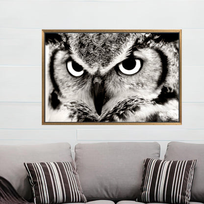 Black and White 3D Owl Lover Wall Art Canvas Print, Personalized Animal Gift for Mom or Dad