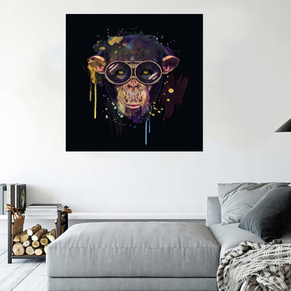 Black Wise Monkey Halloween Canvas Print