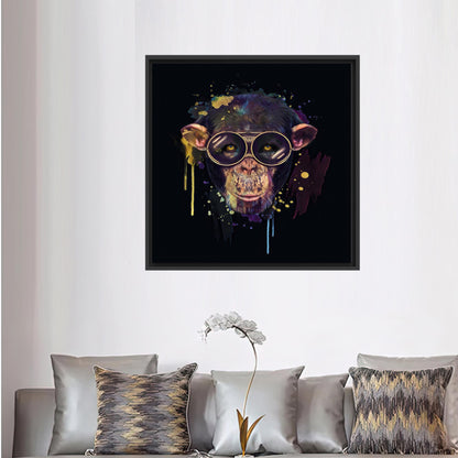 Black Wise Monkey Halloween Canvas Print