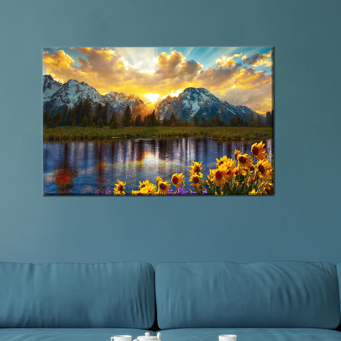 Mountain Landscape Grand Teton Park Canvas Print