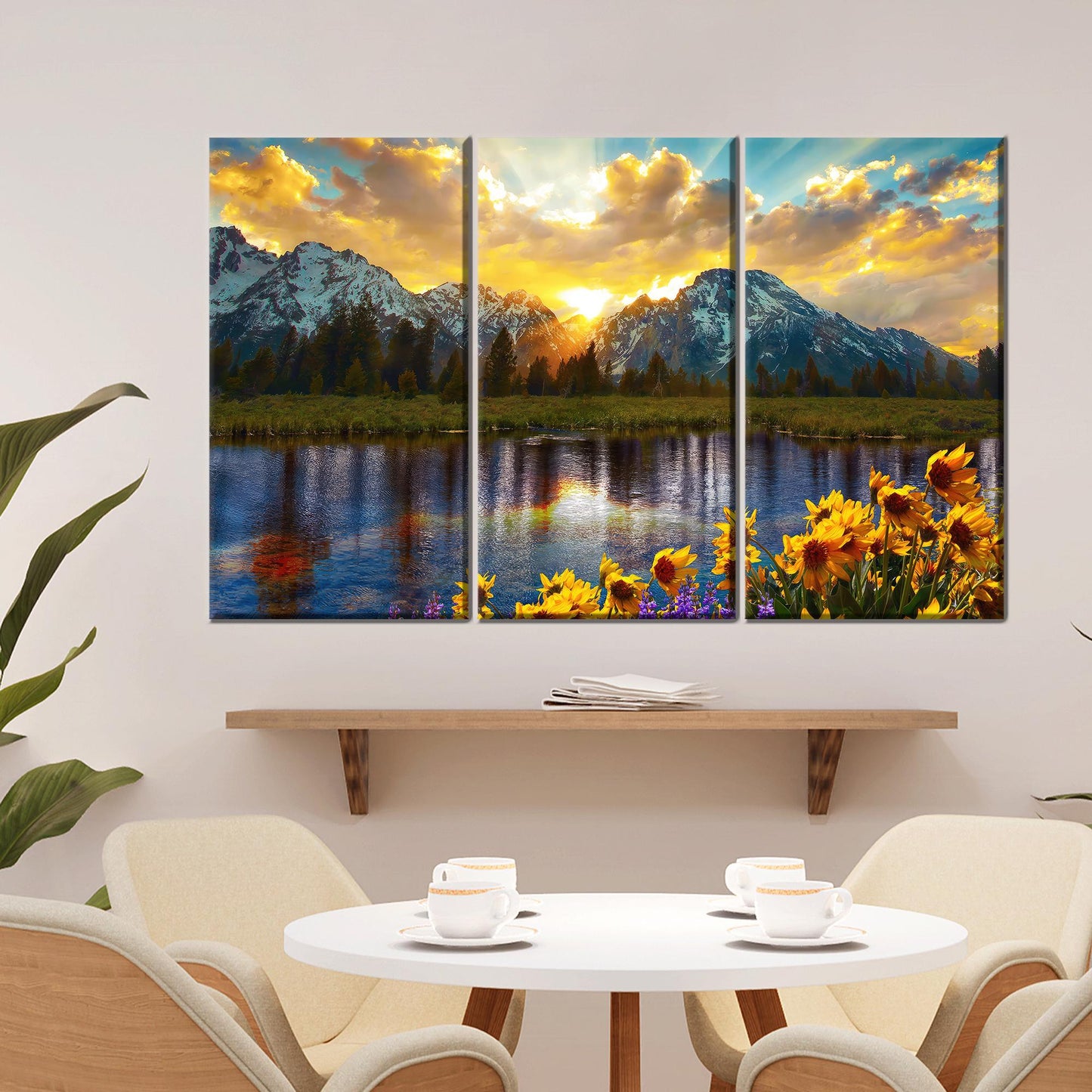 Mountain Landscape Grand Teton Park Canvas Print