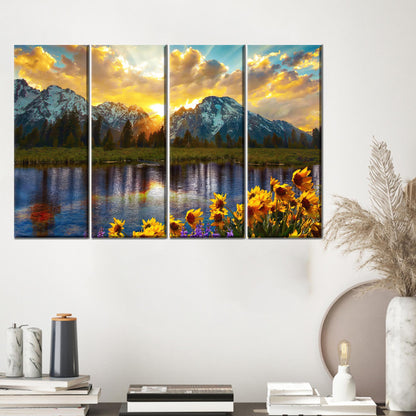 Mountain Landscape Grand Teton Park Canvas Print