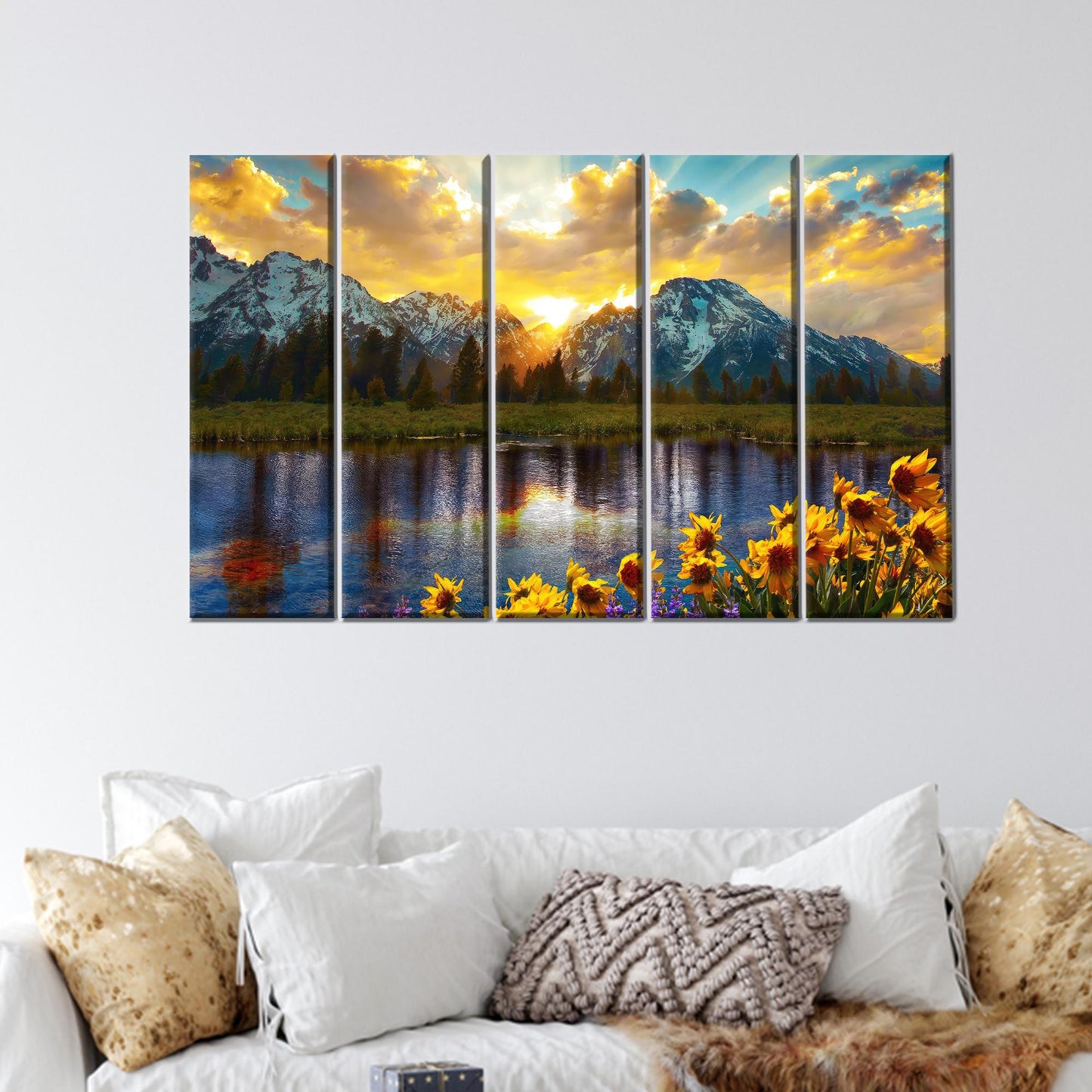 Mountain Landscape Grand Teton Park Canvas Print