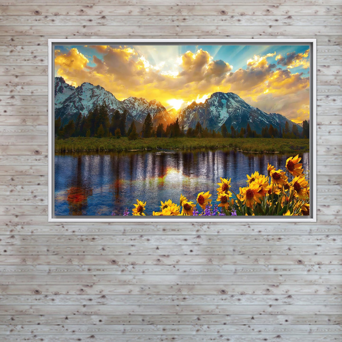 Mountain Landscape Grand Teton Park Canvas Print