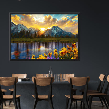 Mountain Landscape Grand Teton Park Canvas Print