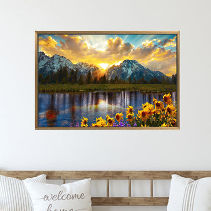 Mountain Landscape Grand Teton Park Canvas Print