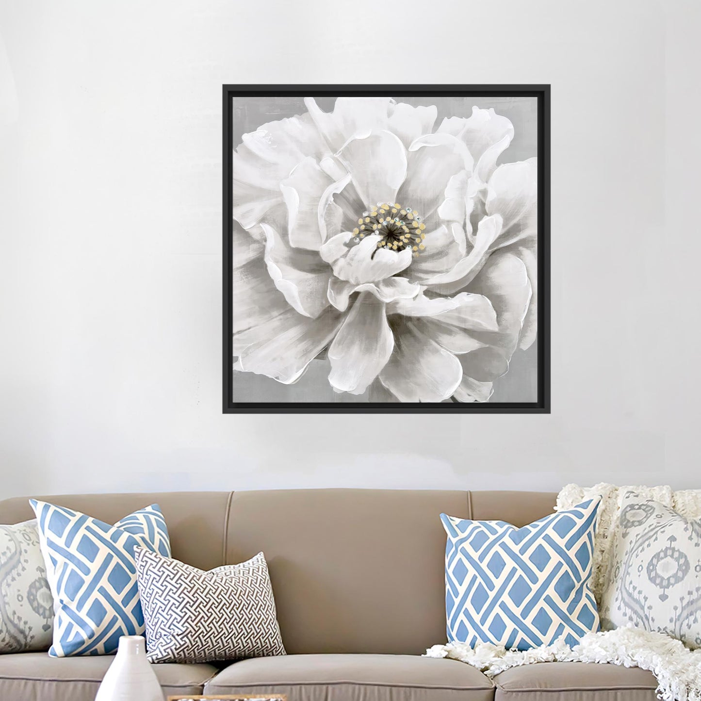 White Botanical Baby Girl Canvas Print