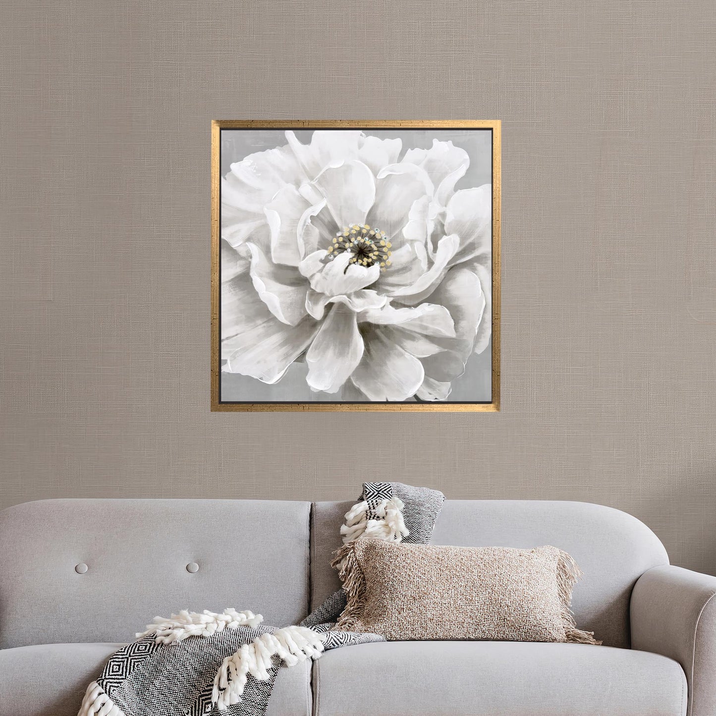 White Botanical Baby Girl Canvas Print
