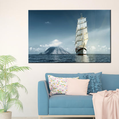 Elegant Sea Canvas Art: Personalized Sailing Yacht Canvas Poster for Couples, Cruises Art, and