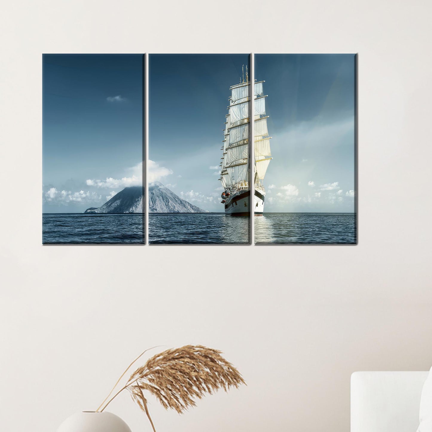 Elegant Sea Canvas Art: Personalized Sailing Yacht Canvas Poster for Couples, Cruises Art, and