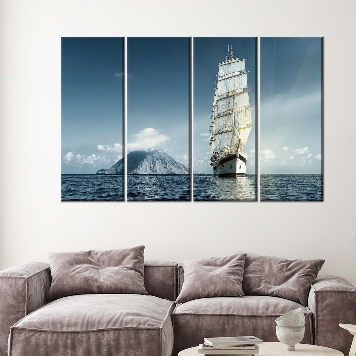 Elegant Sea Canvas Art: Personalized Sailing Yacht Canvas Poster for Couples, Cruises Art, and
