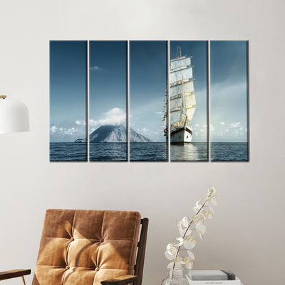 Elegant Sea Canvas Art: Personalized Sailing Yacht Canvas Poster for Couples, Cruises Art, and