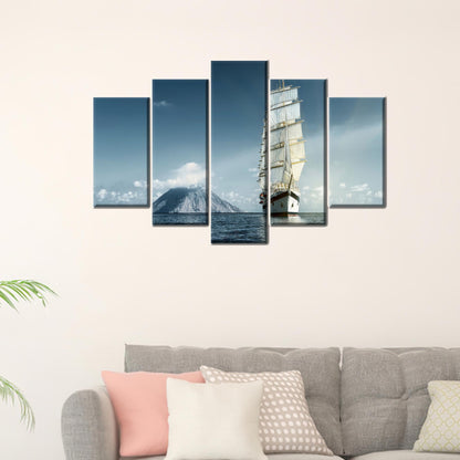 Elegant Sea Canvas Art: Personalized Sailing Yacht Canvas Poster for Couples, Cruises Art, and