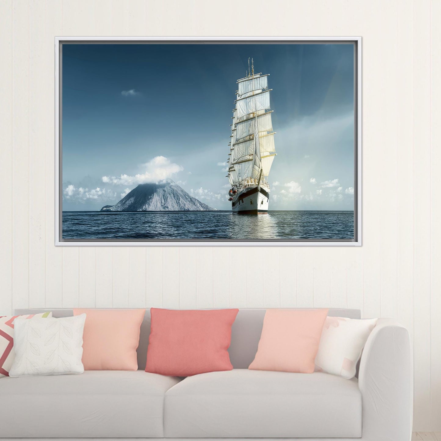 Elegant Sea Canvas Art: Personalized Sailing Yacht Canvas Poster for Couples, Cruises Art, and