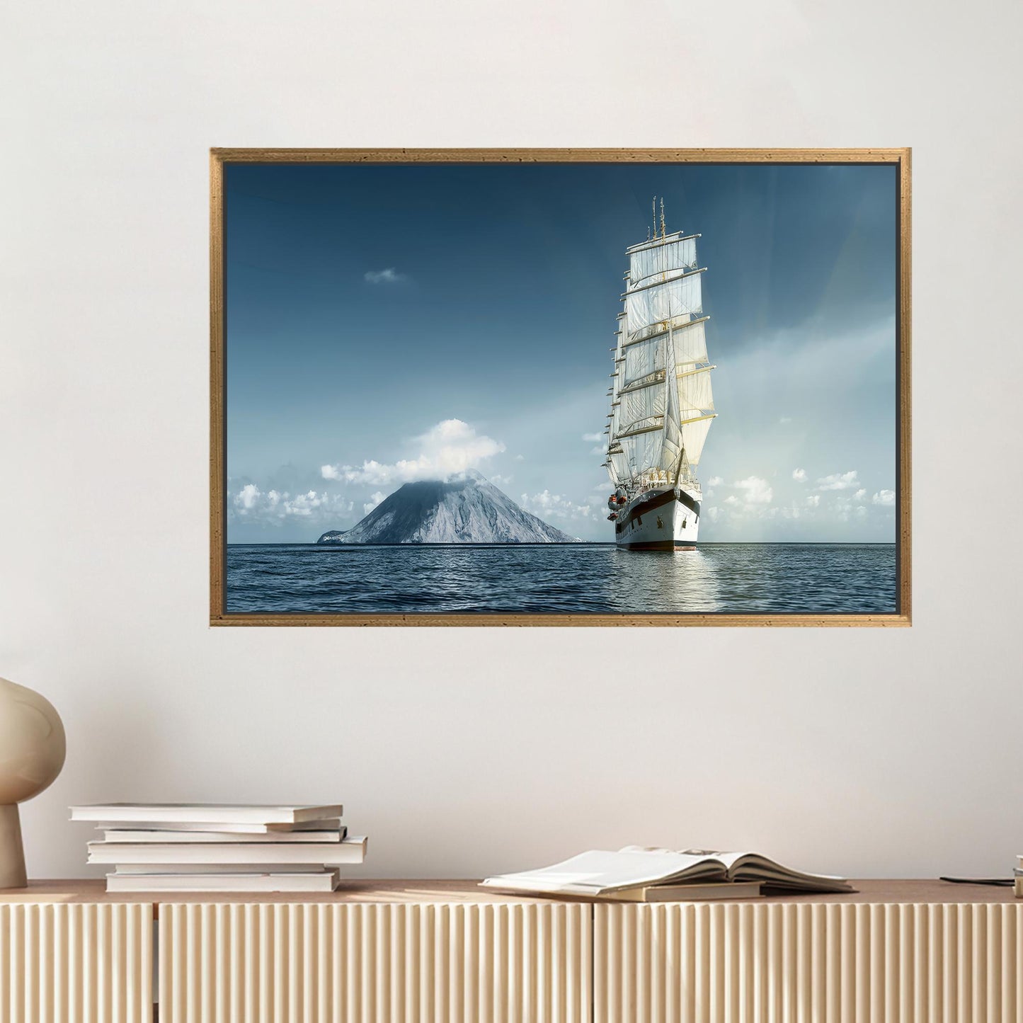 Elegant Sea Canvas Art: Personalized Sailing Yacht Canvas Poster for Couples, Cruises Art, and