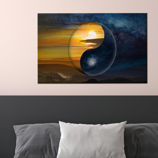 Modern Yin & Yang Canvas Decor, Chinese Philosophy Symbol Canvas Print, Light and Shadow Art