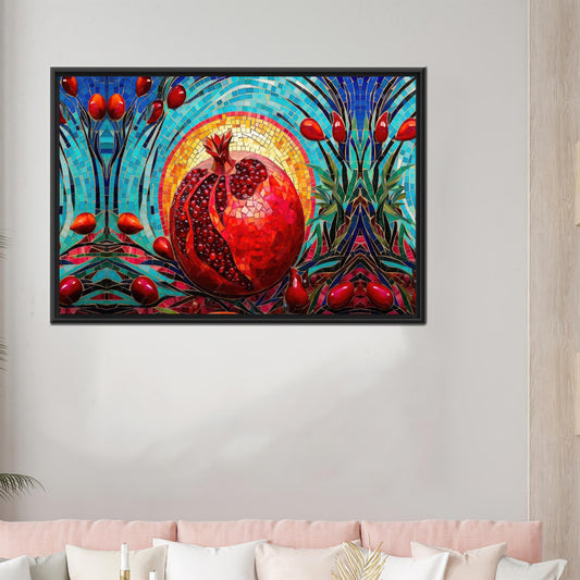 Modern Blue Canvas Art Print - Abstract Wall Decor for Bedrooms, Pomegranate Poster