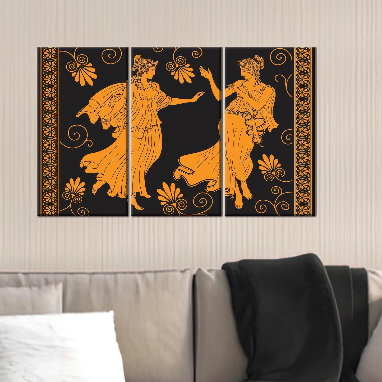 Floral Greek Girls Tunics Ancient Canvas Print
