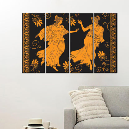Floral Greek Girls Tunics Ancient Canvas Print